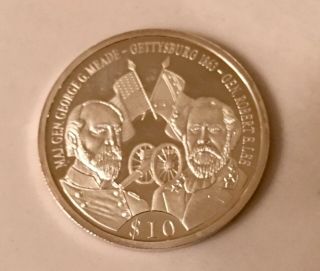 2000 - Republic Of Liberia American Civil War Comm.  10 Dollar Coin.