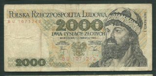 Poland 1982 2000 (2,  000) Zlotych P 147c Circulated
