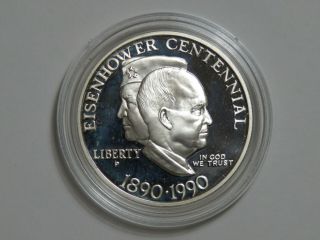 1990 - P Eisenhower Commemorative Silver Dollar - Proof - Coin & Capsule