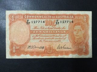 1942 Australia Paper Money - 10 Shillings Banknote