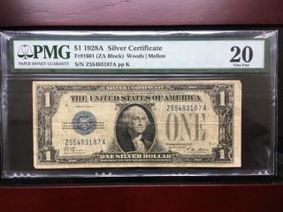 Fr 1601 1928A $1 Silver Certificate PMG Newly Graded 20 VERY FINE 5