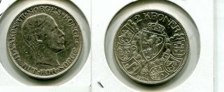 Norway 1912 2 Kroner Silver Coinau Cl 4796m