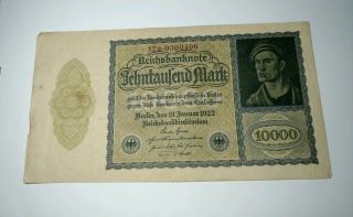 Rjkstamps Nazi Germany Currency 1922 10,  000 Mark Banknote Reichsbanknote