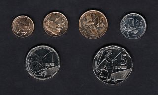 Seychelles Set Of 6 Coins - 1 Cent To 5 Rupees (2016) Unc