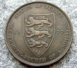 Jersey Queen Victoria 1877 1/24 Shilling,  Patina