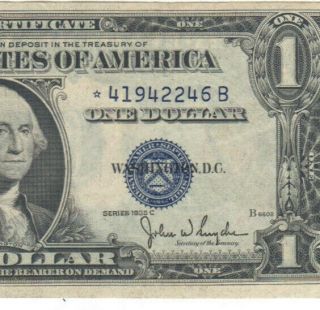 1935 C $1 Silver Certificate One Dollar Star Note 41942246b Crisp Uncirculated