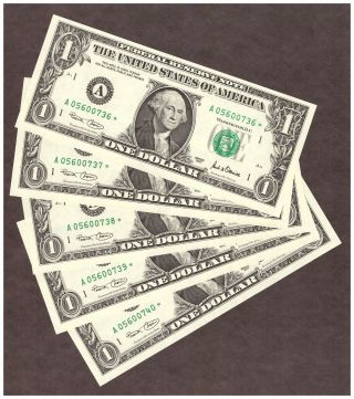 (5) 2001 $1 Frn Star Notes Boston - Consecutive Sn 