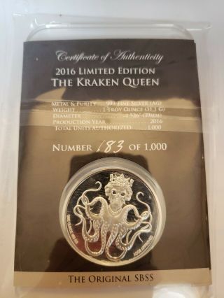 2016 Limited Edition Antique " The Kraken Queen " Coin 183/1,  000 By Sbss