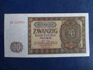 1948 Ddr/gdr East German 20 Mark Bank Note - First Issue - Unc Cond.  17 - 344