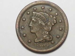 1845 Us Braided Hair Large Cent Coin.  56