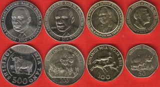 Tanzania Set Of 4 Coins: 50 - 500 Shillingi 2014 - 2015 Unc