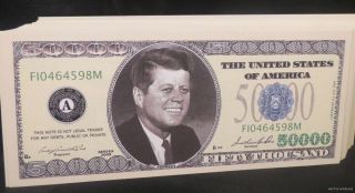 Of 100 John F Kennedy $50000 Dollar Usa Bills Novelty Money Fake