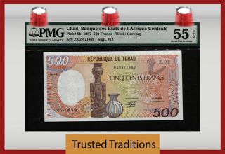 Tt Pk 9b 1987 Chad Banque Des Etats 500 Francs Pmg 55 Epq Scarcely Certified