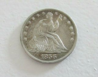 1856 - O 50c (re - Punched Date,  Wb - 103) Seated Liberty Half Dollar - - - - - - Au - - - - Sharp