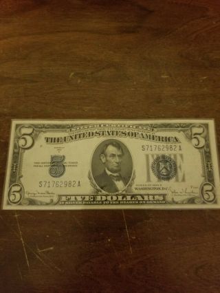 1934 D $5 Dollar Silver Certificate Crisp