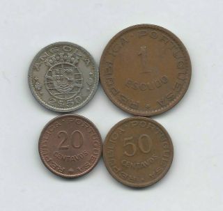 Angola Portuguese 1956 - 1963 Four Circulated Very Fine Colonial Coins