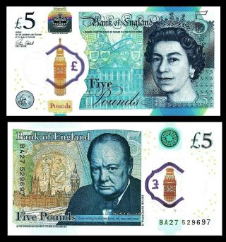 England Great Britain 2015 5 £ Pounds Qe Ii,  / Winston Churchill P - 394,  Polymer