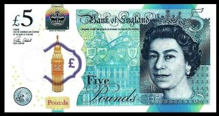 England Great Britain 2015 5 £ Pounds QE II,  / WINSTON CHURCHILL P - 394,  POLYMER 2