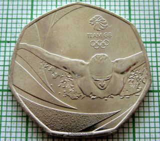 Great Britain 2016 50 Pence,  Team Gb Rio Olympics,  Unc