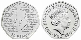 Great Britain Uk 50 Pence 50p Commemorative Coin 2019 Sherlock Holmes Unc
