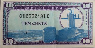 Us Mpc 10 Cents Note Series 681 Plate 11 Viet Nam Era Unc  317