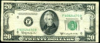 C12 Series 1950 D $20 Twenty Dollar Federal Reserve Atlanta " Small Head " Note