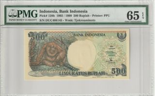 Bid Indonesia 500 Rupiah Duc408145 (1992) P128h Pmg 65 Epq