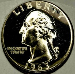 1963 - P 25c Washington Quarter 19uoc0517 Gem Proof 90 Silver,  50 Cents