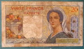 FRENCH PACIFIC TERRITORIES TAHITI PAPEETE 20 FRANCS FROM 1963,  P 21 c 2