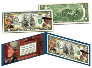 John Wayne " The Duke " Colorized U.  S.  $2 Bill Legal Tender Officially Licensed