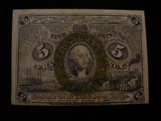 March 3.  1863 Us 5 Cent Fractional Currency
