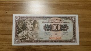 Yugoslavia 1,  000 Dinara Uncirculated Bank Note.  1963