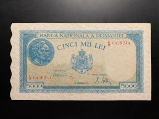 Romania 5000 Lei 20 Dec.  1945 Banknote Unc,  Vertical Watermark