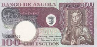100 Escudos Extra Fine Crispy Banknote From Portugal Angola 1973 Pick - 106