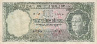Turkey Republic 100 Turk Lirasi 1930 P - 177 Af Mustafa Kemal Atatürk