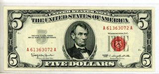 Series 1963 Five Dollar $5 Bill Red 072 A