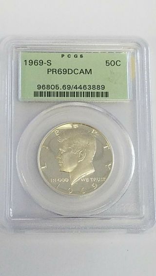 1969 S Silver 50 Cents Kennedy Half Dollar Proof Pf 69 Dcam Pcgs