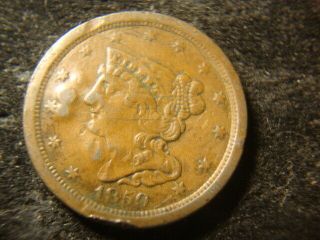 1850 Full Date Braided Hair Half Cent Decent Coin Del 2