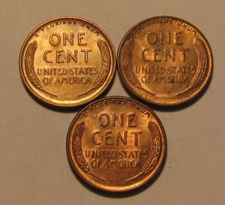 1935 S 1936 D 1936 S Lincoln Cent Penny - Red/Brown AU to BU - 31FR 2