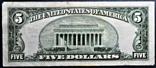 1934 - B $5 FIVE DOLLAR BILL SILVER CERTIFICATE Fr 1652 A1171 2