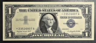1957 - A $1 One Dollar Bill Silver Certificate Star Note Cu Bill Fr 1620 A1203