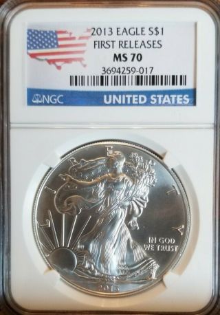 2013 American Silver Eagle - Ngc Ms70 Early Releases - United States Label