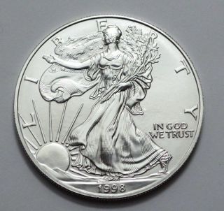 1998 American Silver Eagle Dollar 1 Oz Fine Silver Uncirculated