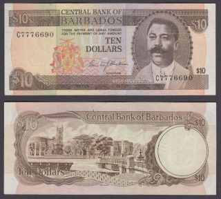 Barbados 10 Dollars Nd 1973 (vf) Banknote P - 33a