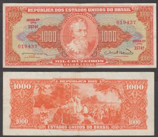 Brazil 1000 Cruzeiros Nd 1963 (vf) Banknote P - 181