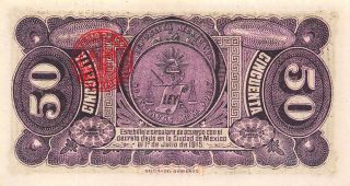 México / Toluca 50 Centavos 8.  16.  1915 Series A Uncirculated Banknote Mxlb
