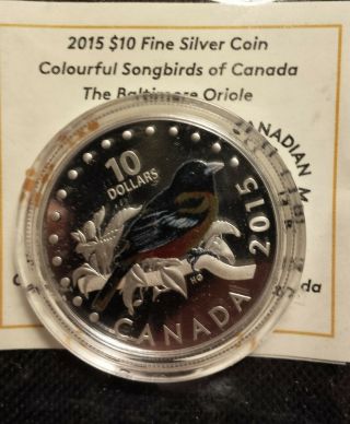 2015 Canada 1/2 Oz.  Fine Silver Coin $10 - Canadian Songbirds - Baltimore Oriole