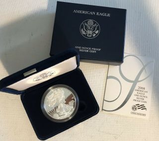 2008 Us Silver American Eagle One Ounce Silver Proof Coin W/box &