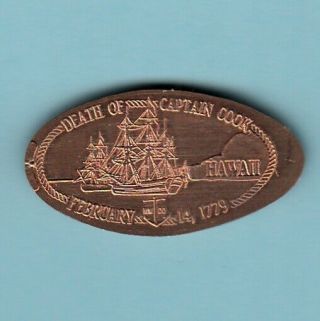 (c] Death Of Captain Cook February 14,  1779 Hawaii Ships.  Penny