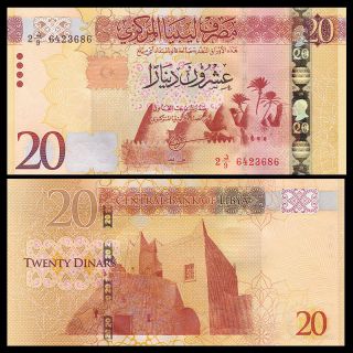 Libya Lybien,  20 Dinars,  Nd (2016),  P -,  Unc